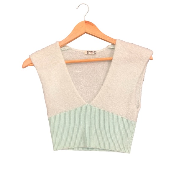 Free People Tops - Free People “She Cute” Sage/ Mint Sweater Vest